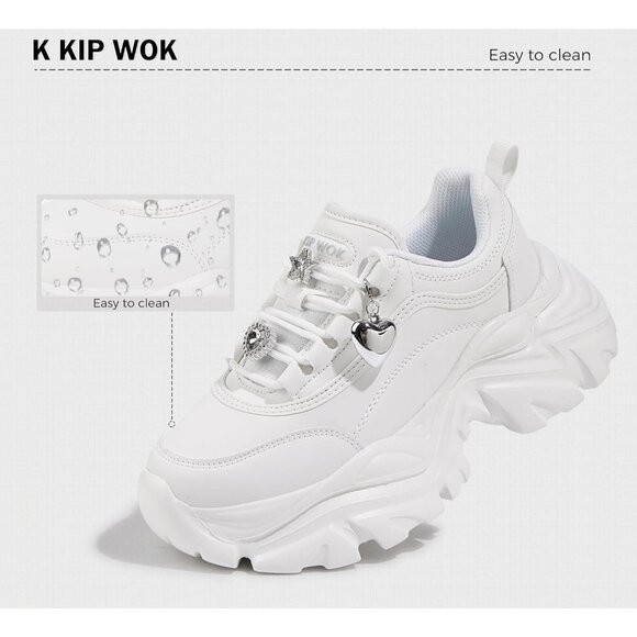 Women Leather White Buckle Comfortable Wedge Walking Sport Sneakers Shoes - Picture 2 of 9